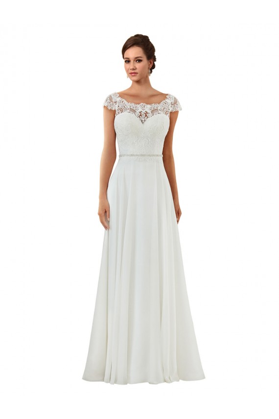 Ivoire Trapèze Bateau Mousseline Classique Robes de mariée à Bas Prix