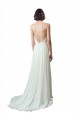 Ivoire Trapèze Bretelles spaghetti Col V Mousseline Dentelle Plage Robes de mariée à Bas Prix