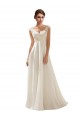 Ivoire Trapèze Col V Balayage train Mousseline Dentelle Robes de mariée à Bas Prix