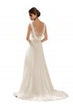 Ivoire Trapèze Col V Balayage train Mousseline Dentelle Robes de mariée à Bas Prix