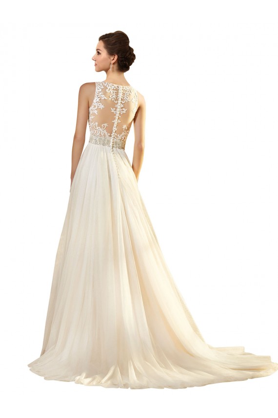 Ivoire Trapèze Col V Tulle Robes de mariée à Bas Prix