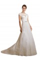 Ivoire Trapèze Illusion Tulle Dentelle Classique Robes de mariée à Bas Prix