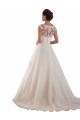 Ivoire Trapèze Illusion Tulle Dentelle Classique Robes de mariée à Bas Prix