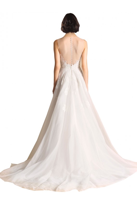 Ivoire Trapèze Illusion Tulle Robes de mariée à Bas Prix