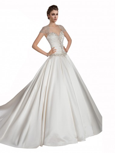 Ivoire Trapèze Satiné Robes de mariée à Bas Prix