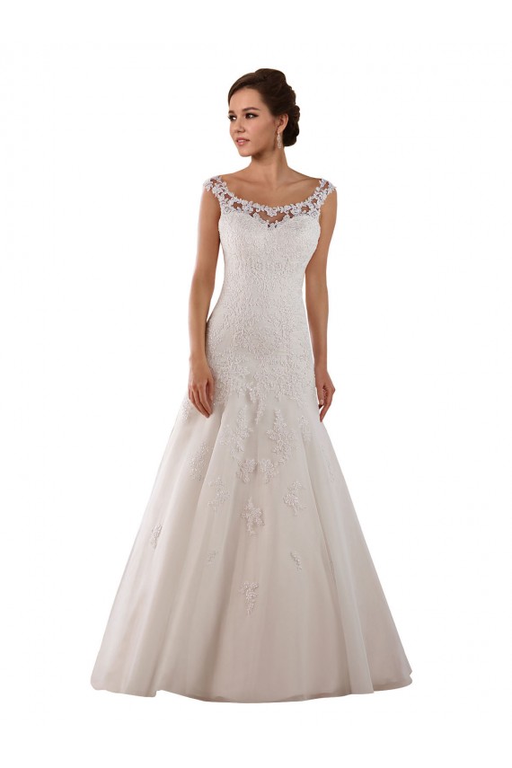Ivoire Trapèze Scoop Tulle Robes de mariée à Bas Prix