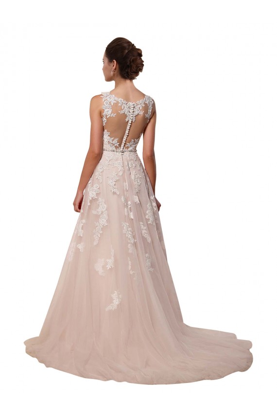 Ivoire Trapèze Tulle Dentelle Robes de mariée à Bas Prix