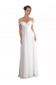 Ivoire Trapèze Épaule Dénudée Balayage train Mousseline Plage Robes de mariée à Bas Prix