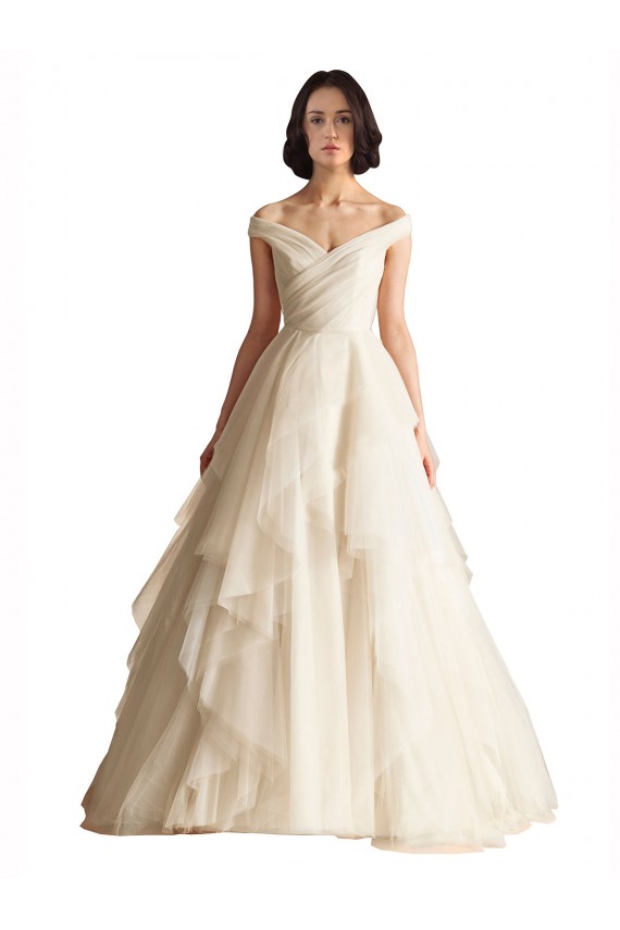 Ivoire Trapèze Épaule Dénudée Tulle Robes de mariée à Bas Prix