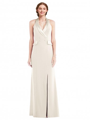 Ivoire Trompette Licou Crêpe Stretch Longue Robes demoiselle d'honneur / Robes de bal à Bas Prix