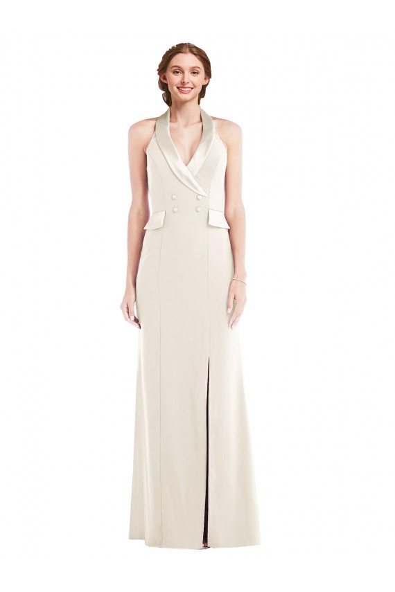 Ivoire Trompette Licou Crêpe Stretch Longue Robes demoiselle d'honneur / Robes de bal à Bas Prix