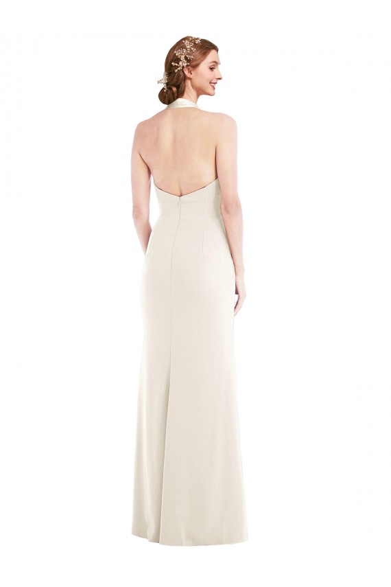 Ivoire Trompette Licou Crêpe Stretch Longue Robes demoiselle d'honneur / Robes de bal à Bas Prix