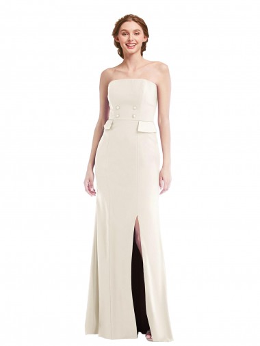 Ivoire Trompette Sans bretelle Crêpe Stretch Longue Robes demoiselle d'honneur / Robes de bal à Bas Prix