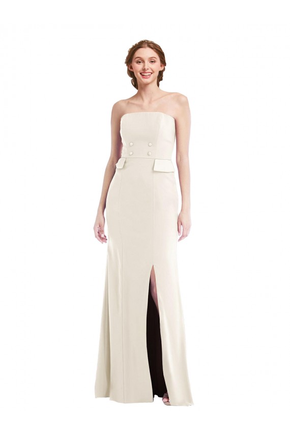 Ivoire Trompette Sans bretelle Crêpe Stretch Longue Robes demoiselle d'honneur / Robes de bal à Bas Prix