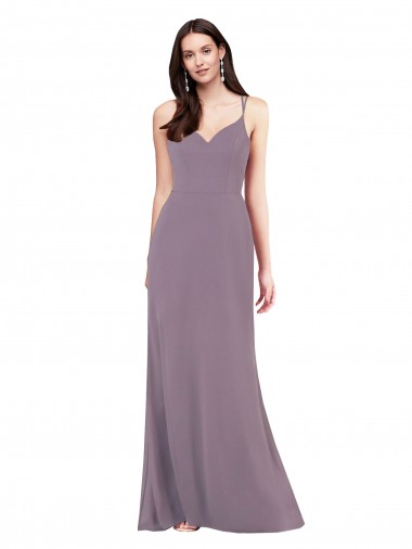 Lavande foncée Colonne Mousseline Longue Formelles Robes demoiselle d'honneur / Robes de soirée à Bas Prix