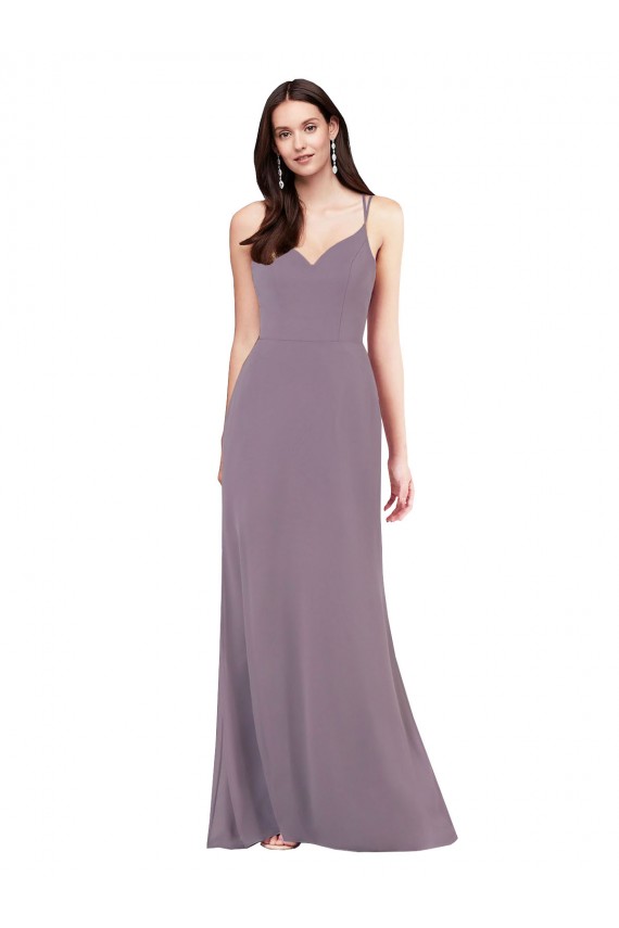 Lavande foncée Colonne Mousseline Longue Formelles Robes demoiselle d'honneur / Robes de soirée à Bas Prix