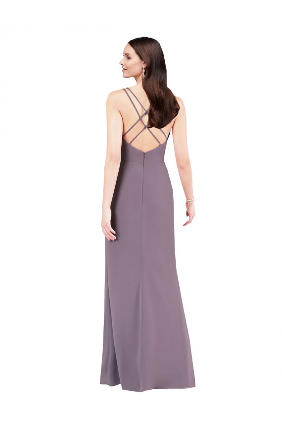 Lavande foncée Colonne Mousseline Longue Formelles Robes demoiselle d'honneur / Robes de soirée à Bas Prix