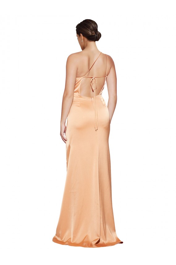 Light Copper Fourreau Satiné Stretch Longue Formelles Robes demoiselle d'honneur / Robes de soirée / Robes de bal à Bas Prix