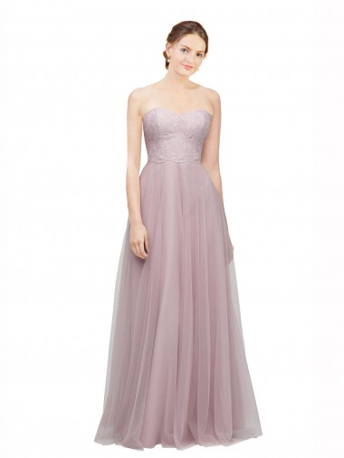 Light Lilac Trapèze Tulle Dentelle Longue Robes demoiselle d'honneur à Bas Prix