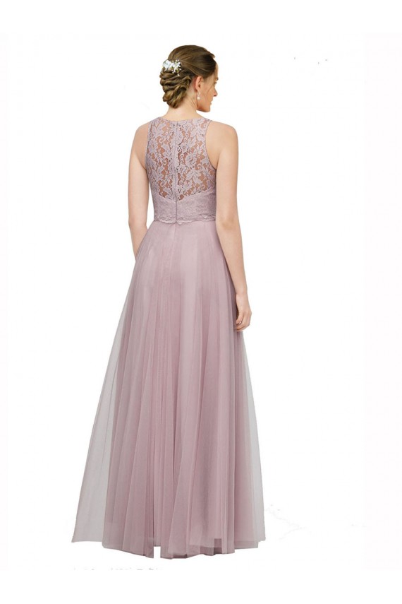 Light Lilac Trapèze Tulle Dentelle Longue Robes demoiselle d'honneur à Bas Prix