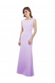 Lilas Colonne Col rond Mousseline Longue Robes demoiselle d'honneur à Bas Prix