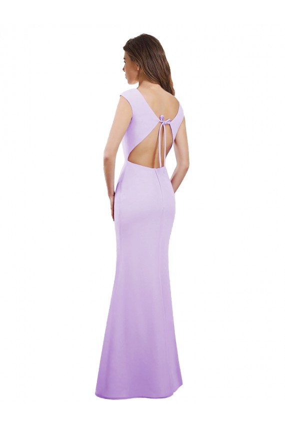 Lilas Colonne Col rond Mousseline Longue Robes demoiselle d'honneur à Bas Prix