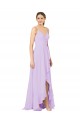 Lilas Fourreau Col V Mousseline Longue Asymétrique Robes demoiselle d'honneur à Bas Prix
