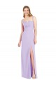 Lilas Sirène Bretelles spaghetti Col V Sans bretelle Mousseline Longue Robes demoiselle d'honneur à Bas Prix