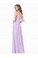 Lilas Trapèze Bretelles spaghetti Col Carré Mousseline Longue Robes demoiselle d'honneur à Bas Prix