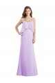 Lilas Trapèze Bretelles spaghetti Scoop Mousseline Longue Robes demoiselle d'honneur à Bas Prix