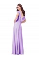 Lilas Trapèze Col V Mousseline Longue Robes demoiselle d'honneur à Bas Prix