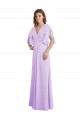 Lilas Trapèze Col V Mousseline Longue Robes demoiselle d'honneur à Bas Prix