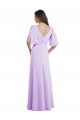 Lilas Trapèze Col V Mousseline Longue Robes demoiselle d'honneur à Bas Prix