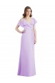 Lilas Trapèze Col V Mousseline Longue Robes demoiselle d'honneur à Bas Prix