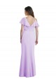 Lilas Trapèze Col V Mousseline Longue Robes demoiselle d'honneur à Bas Prix