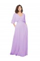 Lilas Trapèze Col V Mousseline Longue Robes demoiselle d'honneur à Bas Prix