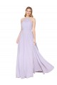 Lilas Trapèze Licou Col Haut Mousseline Longue Formelles Robes demoiselle d'honneur / Robes de soirée / Robes de bal à Bas Prix