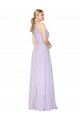 Lilas Trapèze Licou Col Haut Mousseline Longue Formelles Robes demoiselle d'honneur / Robes de soirée / Robes de bal à Bas Prix