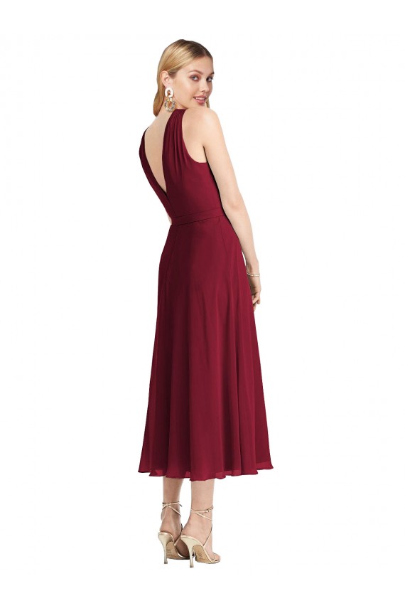 Lilas Trapèze Licou Mousseline Courte Robes demoiselle d'honneur / Robes de cocktail à Bas Prix