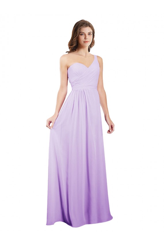 Lilas Trapèze Mousseline Longue Robes demoiselle d'honneur à Bas Prix