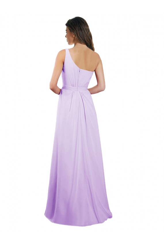 Lilas Trapèze Mousseline Longue Robes demoiselle d'honneur à Bas Prix
