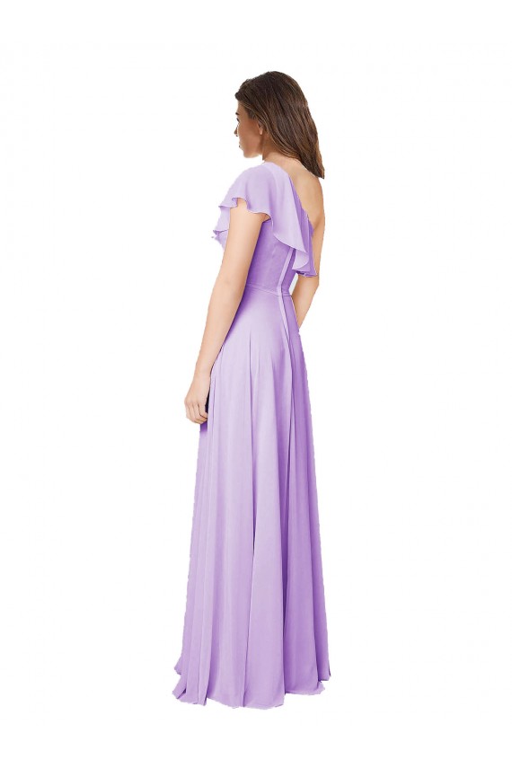 Lilas Trapèze Mousseline Longue Robes demoiselle d'honneur à Bas Prix