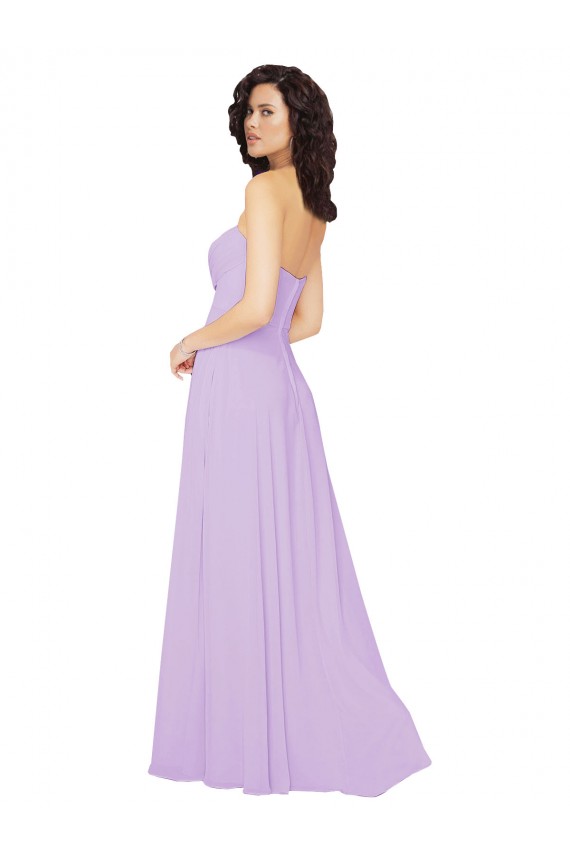 Lilas Trapèze Sans bretelle Mousseline Longue Robes demoiselle d'honneur à Bas Prix
