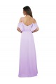 Lilas Trapèze Épaule Dénudée Bretelles spaghetti Mousseline Longue Robes demoiselle d'honneur à Bas Prix
