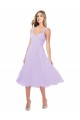 Lilas Trapèze midi Mousseline Courte Asymétrique Robes demoiselle d'honneur / Robes de cocktail à Bas Prix