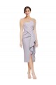 Lilas arctique Fourreau Sans bretelle midi Crêpe Stretch Courte Asymétrique Robes demoiselle d'honneur / Robes de soirée / Robes de cocktail à Bas Prix