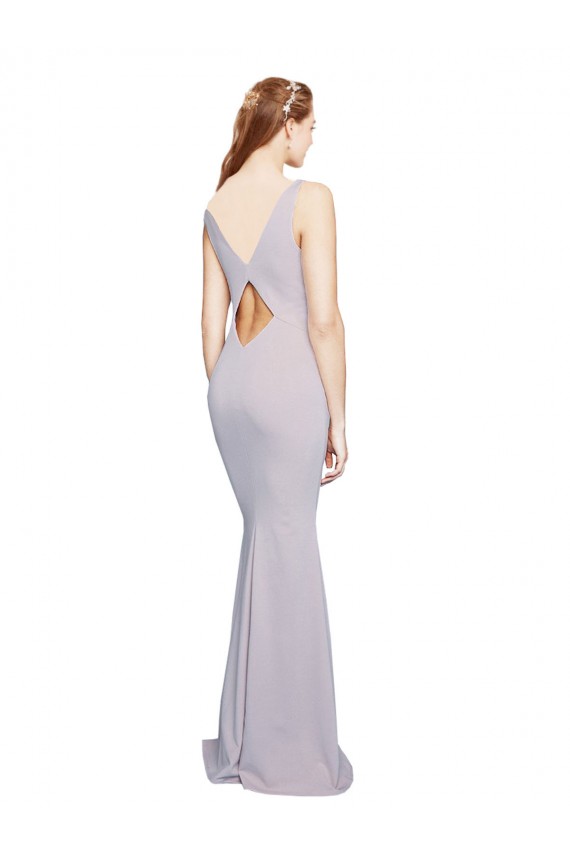 Lilas arctique Sirène Col V Crêpe Stretch Longue Formelles Robes demoiselle d'honneur / Robes de soirée / Robes de bal à Bas Prix