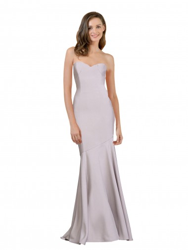Lilas arctique Sirène Sans bretelle Crêpe Stretch Longue Robes demoiselle d'honneur / Robes de bal à Bas Prix