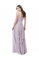 Lueur rose Trapèze Col V Mousseline Longue Robes demoiselle d'honneur à Bas Prix