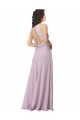 Lueur rose Trapèze Licou Col Haut Mousseline Longue Robes demoiselle d'honneur à Bas Prix